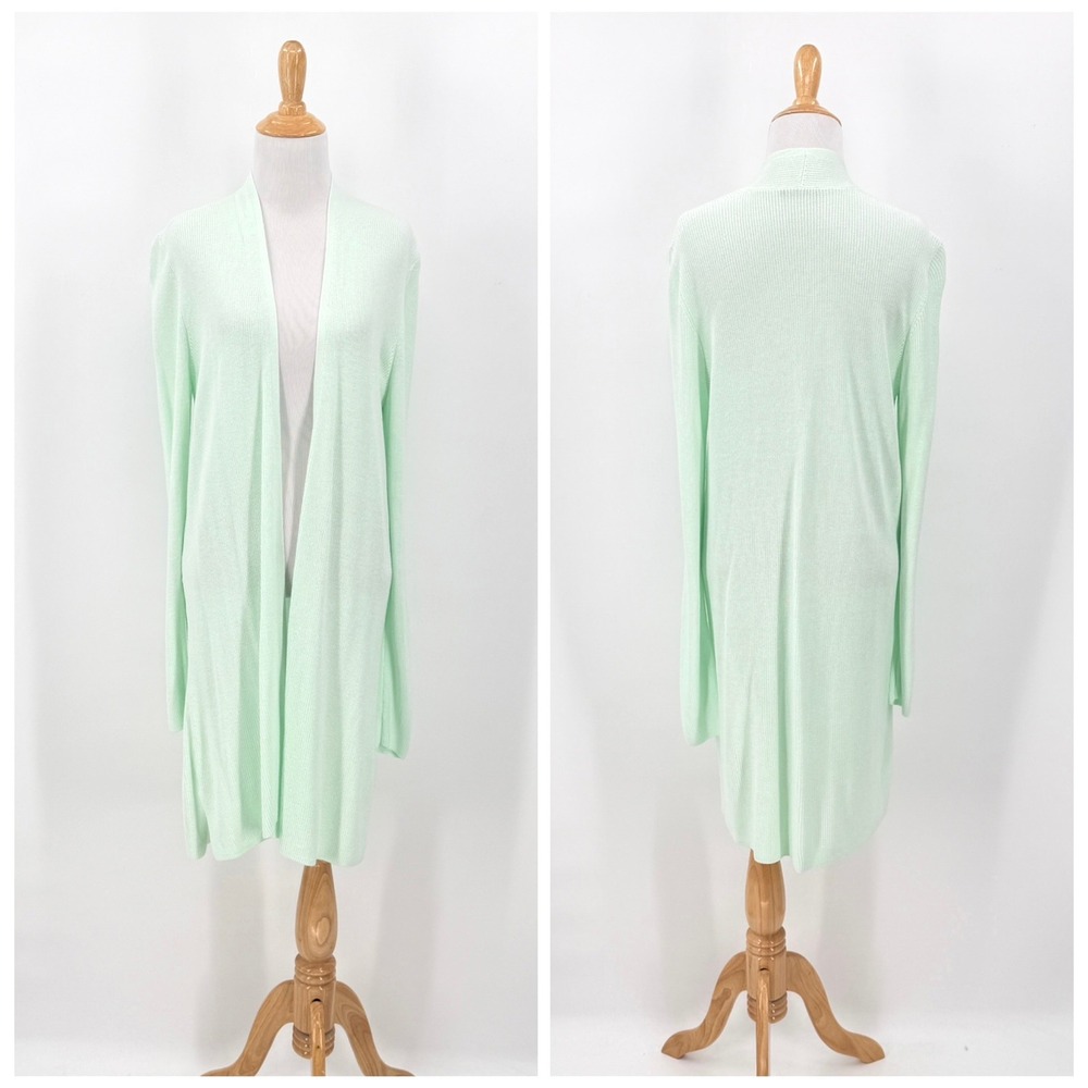 EILEEN FISHER Arora Simple Knit Open Cardigan Womens XS Mint Green Duster Casual